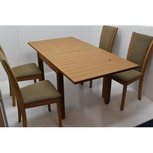 520 - Danish Skovby SM64E Oiled Oak Extending Table and Four Chair Set approx 31