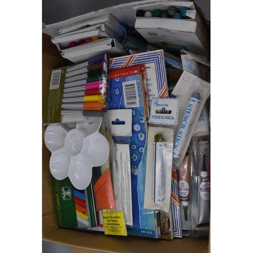 438 - Mixed Lot of Craft Items to include Pens, Paint Pallets, Brushes, Stencil Sticks, Rubbing Kits and m... 