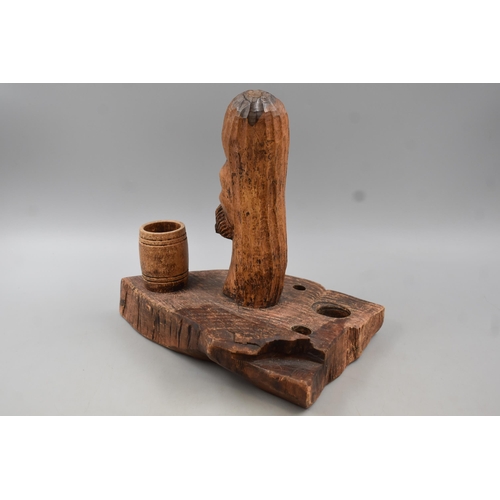 281 - Vintage Hand Carved Wooden Pipe Stand (11