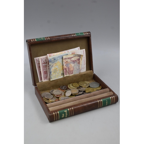 283 - Book Jewellery Box With Foreign Currency and a Wooden Jewellery Box