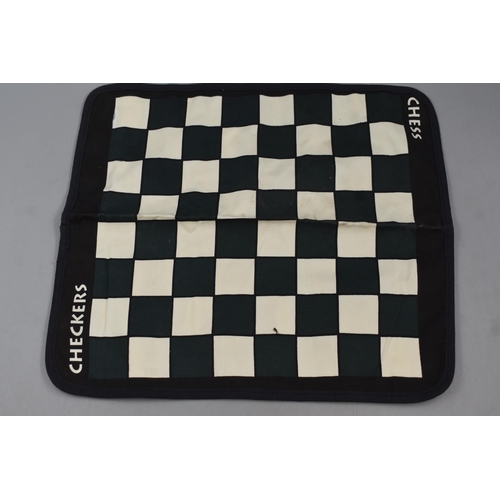 468 - Travelers Checkers and Backgammon Set with Cloth Board all contained in a compact cloth bag complete