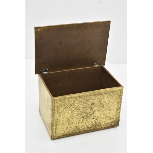 309 - Brass Covered Wooden Fireside Log Box