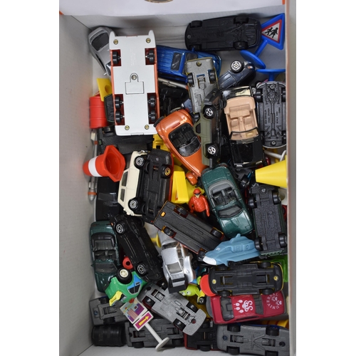 475 - A Shoe Box Filled With Approx 40 Toy Cars and Accessories.