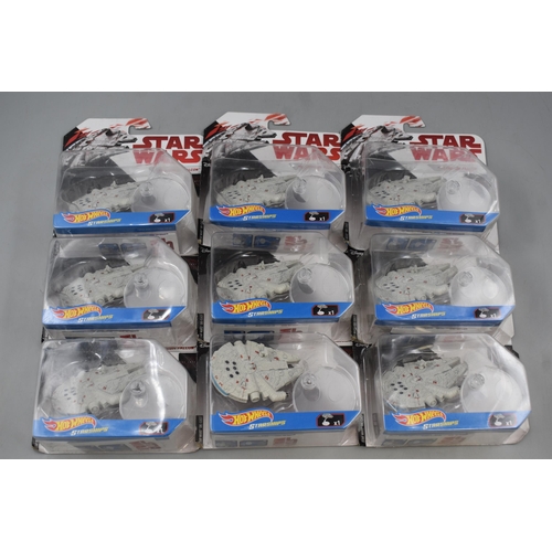 479 - Nine New Hot Wheels Star Wars Millennium Falcon Models