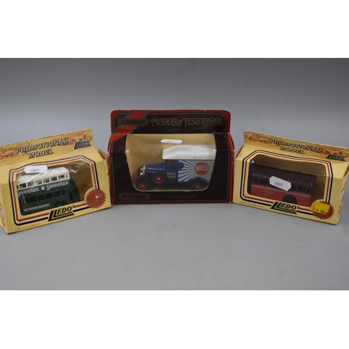 481 - A Selection of Nine Boxed Die-cast Toy Cars. Includes Lledo and Matchbox.