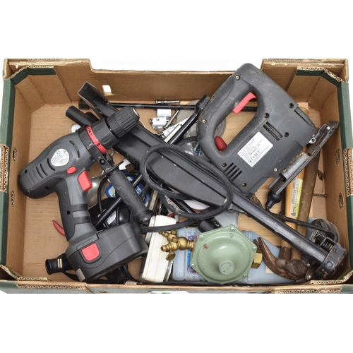 567 - Two Boxes of Mixed Hand and Power Tools including Drill, Jigsaw, Gas Valve and Lots More