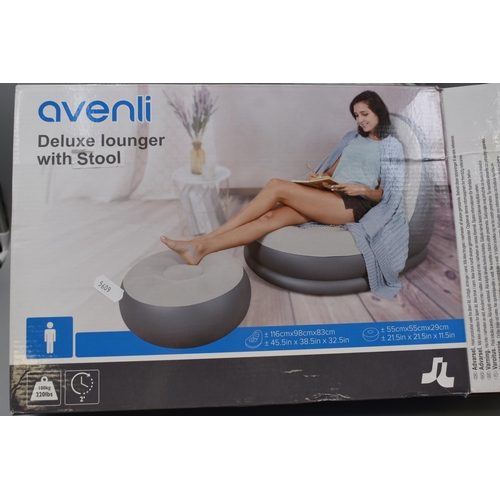 575 - An Avenli Deluxe Air Lounger With Stool, Untested.