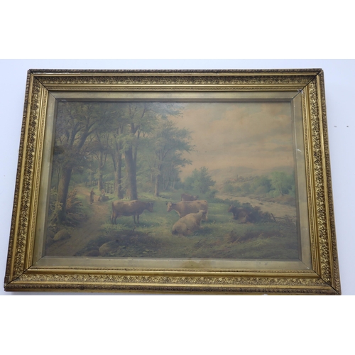 335 - Vintage Framed Picture Depicting Farm Scene approx. 35