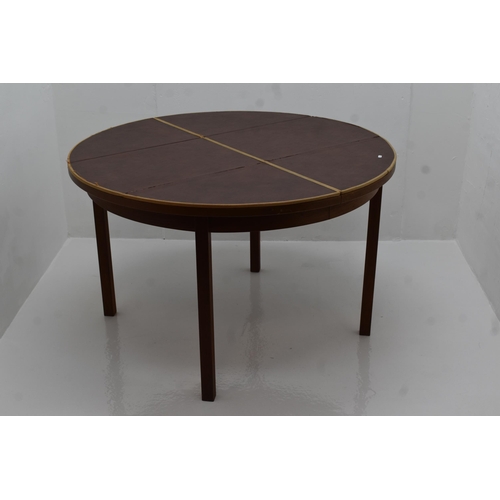 338 - Mid Century Scandanavian Heavy Circular Extending Dining Table. Approx 120 cm In Diameter Closed and... 