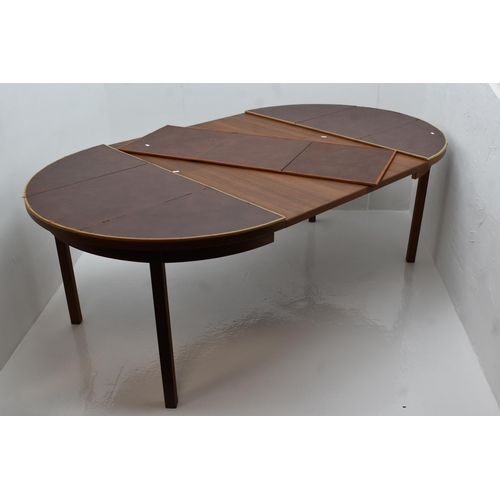 338 - Mid Century Scandanavian Heavy Circular Extending Dining Table. Approx 120 cm In Diameter Closed and... 