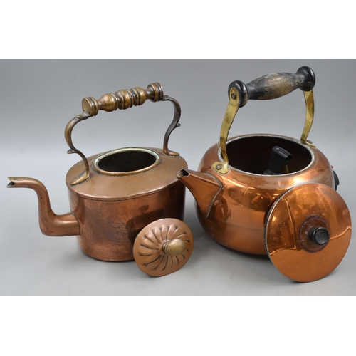 355 - A Pair of Copper Kettles, Includes an Electric Kettle (Untested). Tallest Approx 9.5