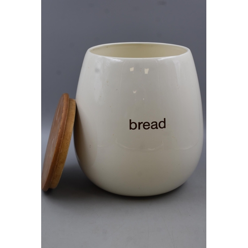 591 - LARGE Potbellied Ceramic Bread Bin with Pine Lid 12