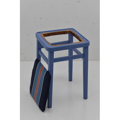 515 - Vintage Stool, In Pastel Blue. Approx 21