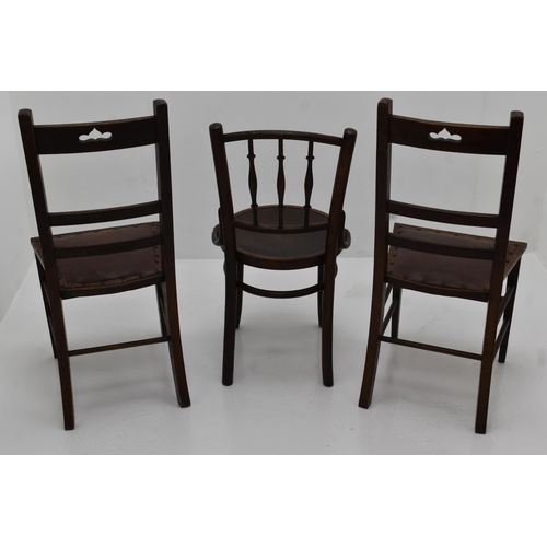 516 - Vintage Bentwood Chair and two Ladder Backed Hallway Chairs