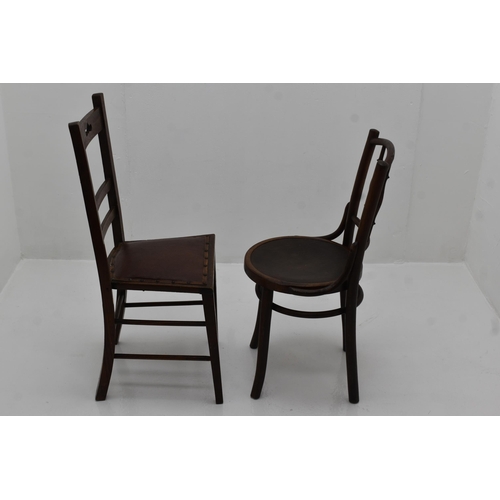 516 - Vintage Bentwood Chair and two Ladder Backed Hallway Chairs