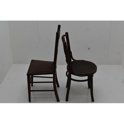 516 - Vintage Bentwood Chair and two Ladder Backed Hallway Chairs