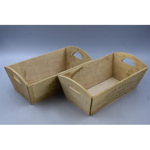 592 - Pair of Wooden Herb Garden Collection Boxes 12