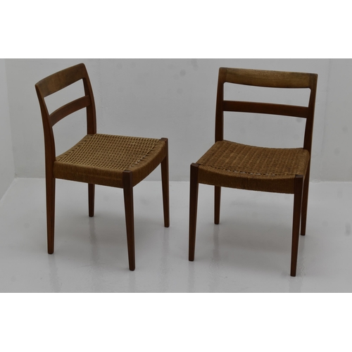 518 - Set of 4 Mid Century Arne Hovmand Olsen Danish Cord Teak Chairs Mogens Kold Paper Cord , Purchased B... 