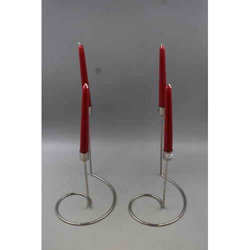 595 - Two Spiral Candle Holders, With Seven Candles. Candle Holder Approx 10