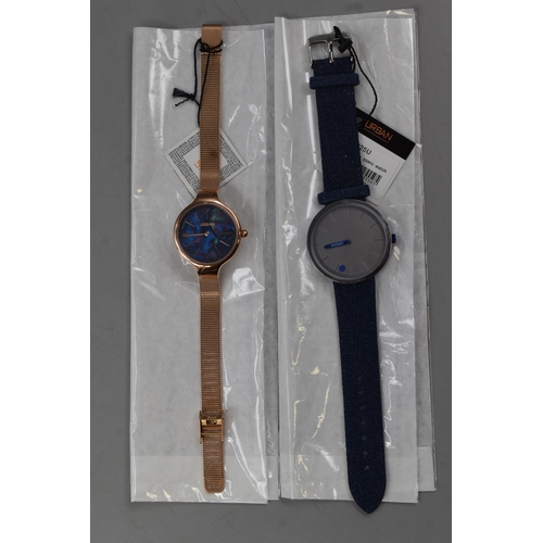 390 - Selection of Four New Urban Watches, three with Denim Straps and One with Milanese Strap all complet... 