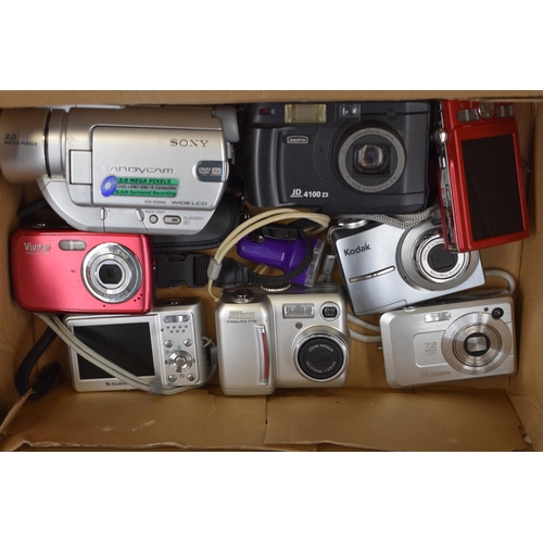 394 - Selection of Digital Camera's, including Vivitar, Nikon, Casio and More together witha Sony Handycam