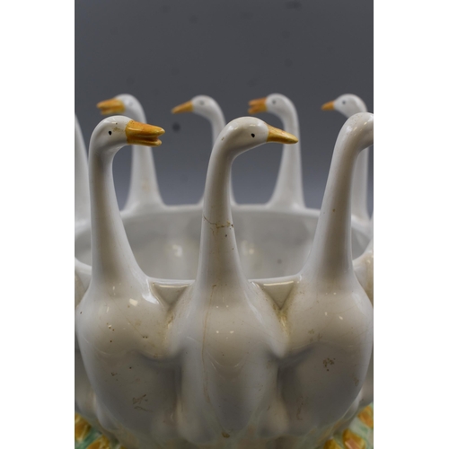 600 - Quirky Large Mother Goose Planter, (repair to Two necks but hardly noticeable) 9