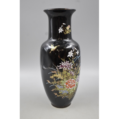 631 - A Black Floral Vase (Approx 12.5