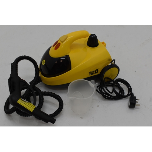 632 - Little Yello 1500w Steam Cleaner Complete with Accessories in original box powers on when tested