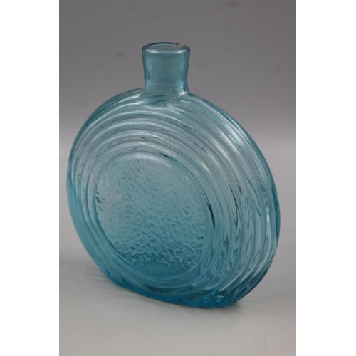 604 - Vintage Blue Glass Flask and a Jar of Old Marbles