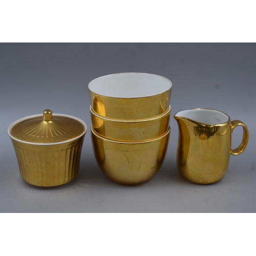 643 - Royal Worcester Gold Part Set Includes Teapot, Tureens and Other