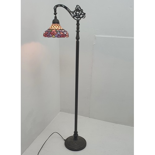 278a - Tiffany Style Standard Lamp Needs Attention to Angle Poise Bit 62 Inches High But Working,  Sold For... 