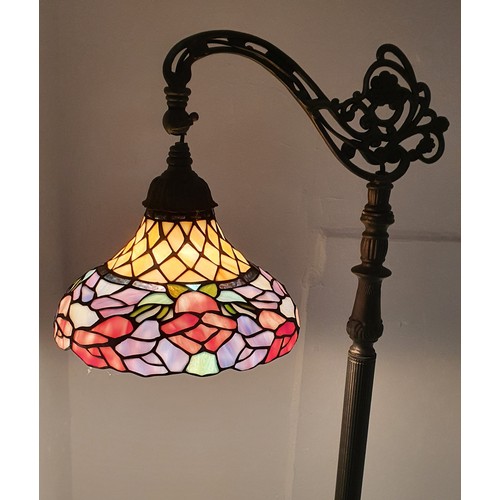 278a - Tiffany Style Standard Lamp Needs Attention to Angle Poise Bit 62 Inches High But Working,  Sold For... 