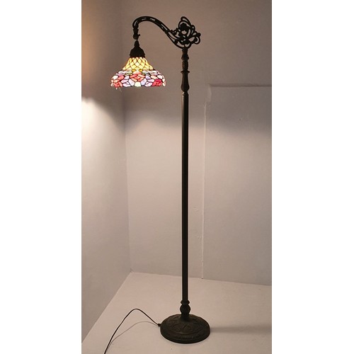 278a - Tiffany Style Standard Lamp Needs Attention to Angle Poise Bit 62 Inches High But Working,  Sold For... 