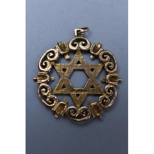 4 - Hallmarked 375 (9ct) Gold Star of David Pendant (Weight 6.11 grams)