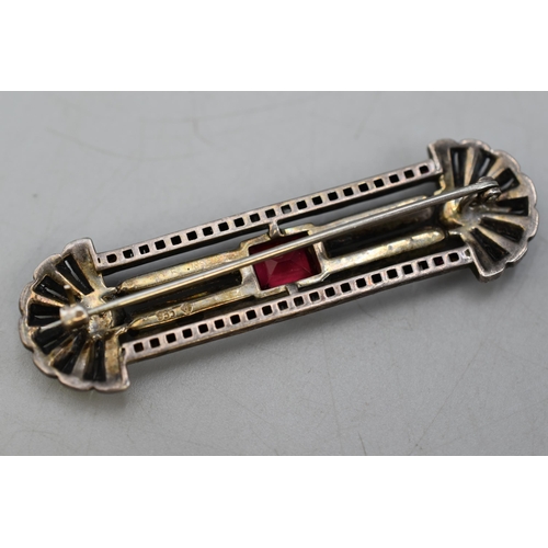 13 - Silver 935 Art Deco Brooch