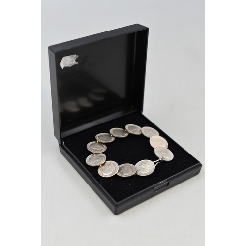 19 - Silver George V & VI 3D Coin Bracelet Complete with Presentation Box