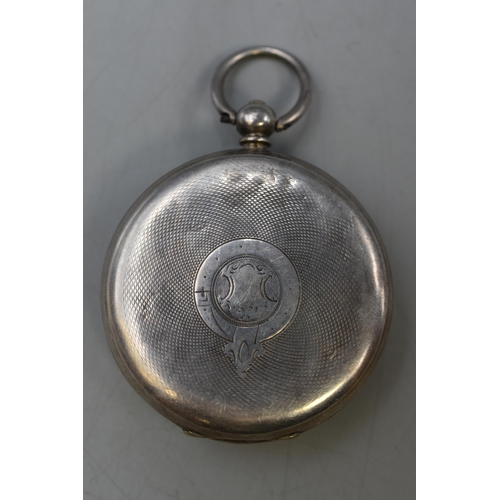 64 - Silver 935 Cased Key Wound Pocket Watch (Untested)