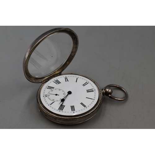 64 - Silver 935 Cased Key Wound Pocket Watch (Untested)