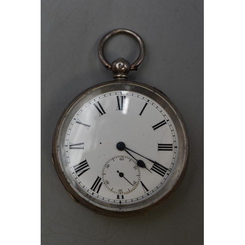 64 - Silver 935 Cased Key Wound Pocket Watch (Untested)