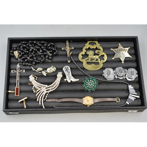 67 - Mixed Selection including Rosary Beads, Crucifix, Watch, and More