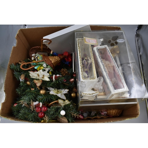 692 - Large Selection of Crafting Materials including Wreaths, Glue Gun, Wicker Hats and More