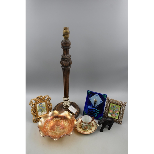 694 - Mixed Lot of Quality Items to include Crown Ducal, Hand Carved Wooden Lamp, Murano Style Clock, Chin... 