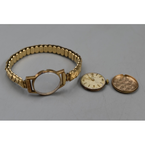 3 - Ladies Omega 17 Jewel Wrist Watch in Hallmarked 375 (9ct) Gold Case with Rolled Gold Elasticated Str... 