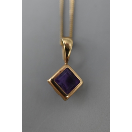 15 - Gold 375 Necklace with Amethyst Pendant