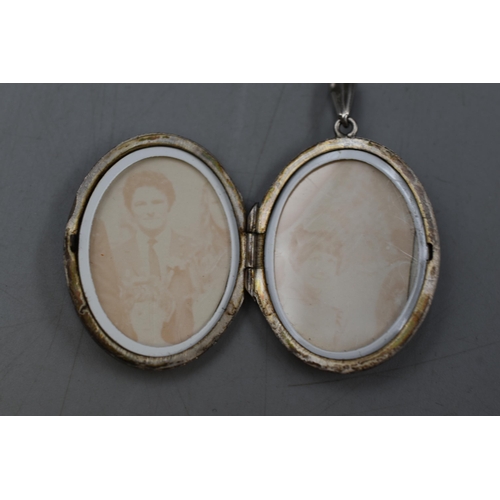 65 - A Hallmarked Silver Locket Pendant, On Chain.