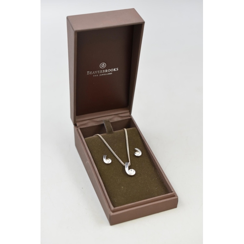 66 - Beaverbrooks Silver 925 Pendant and Earring Set Complete with Presentation Box