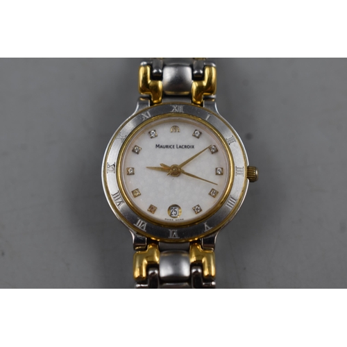 82 - A Maurice Lacroix Women's Two Tone Watch, 75416. In Working Condition.