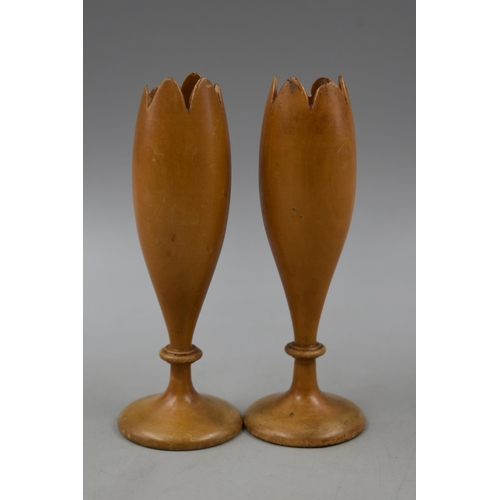 104 - Pair of Mauchline Ware Vases depicting Dunkeld House approx. 6