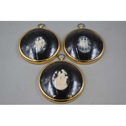 105 - Three Framed and Glazed Miniature Peter Bates Cameo's depicting Dancers, Three Graces, and Boy and G... 