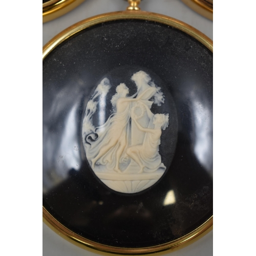 105 - Three Framed and Glazed Miniature Peter Bates Cameo's depicting Dancers, Three Graces, and Boy and G... 